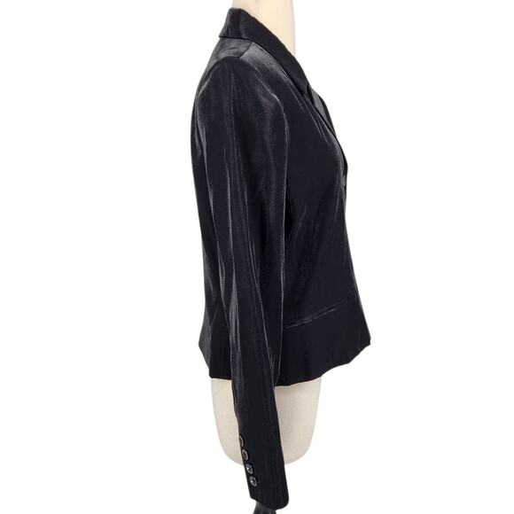 Vintage Harve Benard Black iridescent Shimmer Blazer Evening Jacket Black SZ 8 - Picture 3 of 5